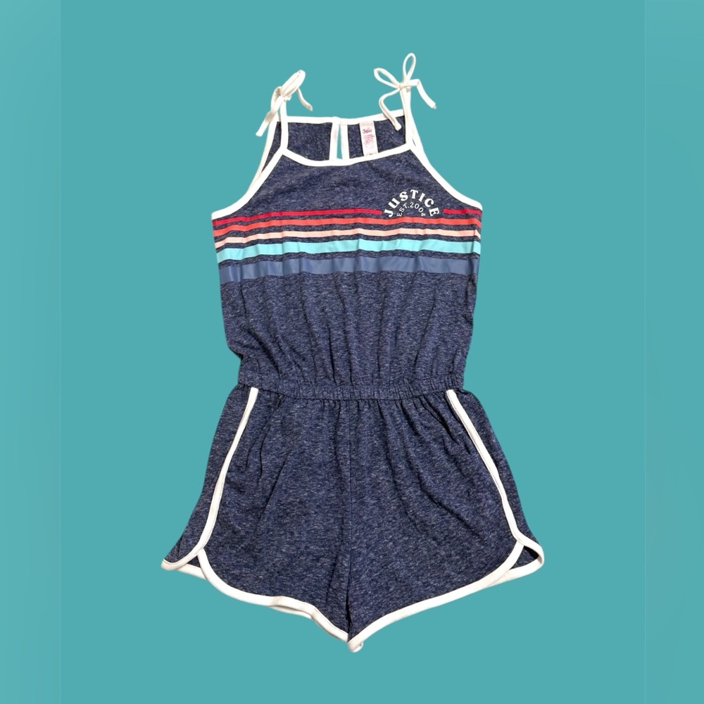 Justice Kids Navy Romper with Stripes Size 10 New with Tags